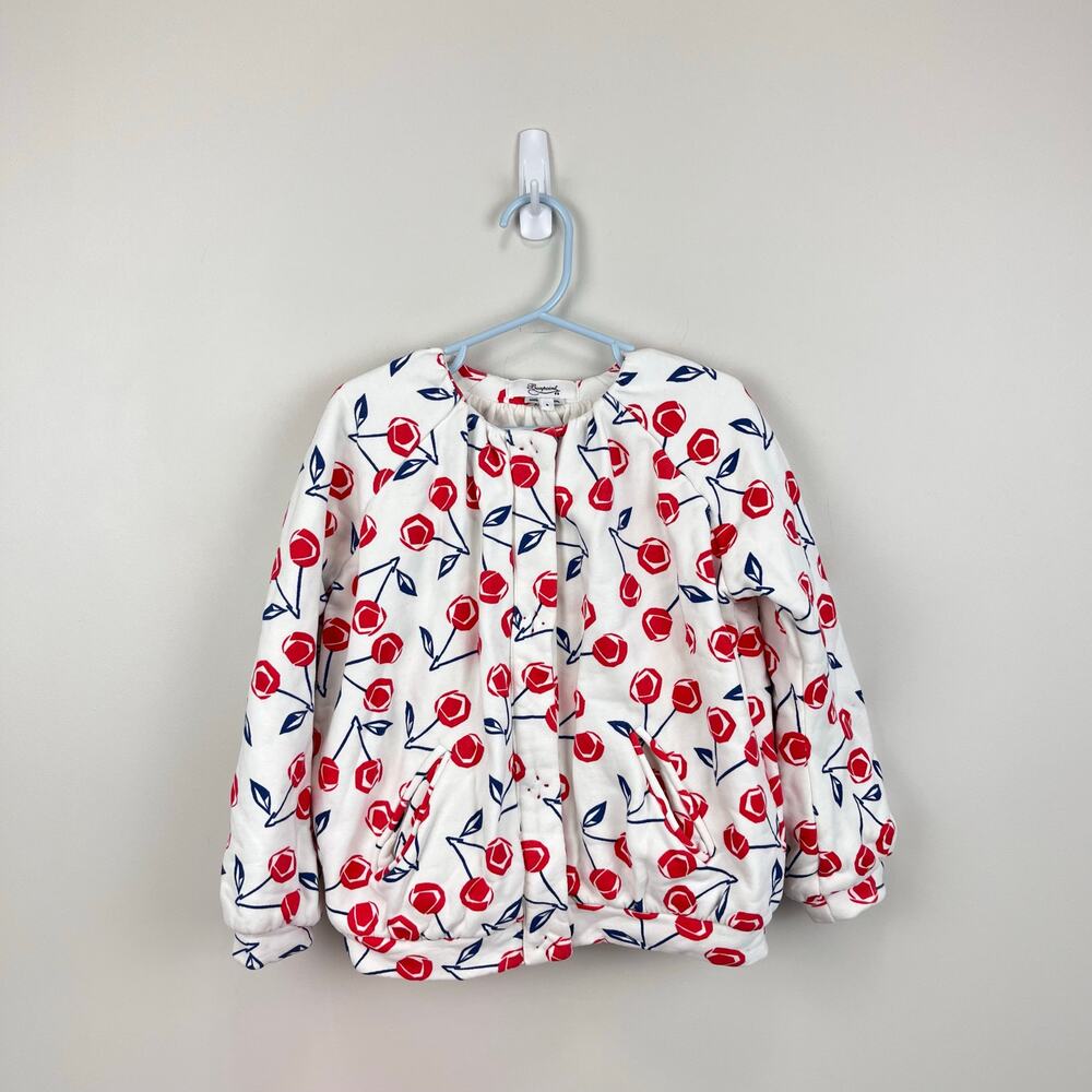 Bonpoint Girls Quilted Cherry Cardigan Jacket 6